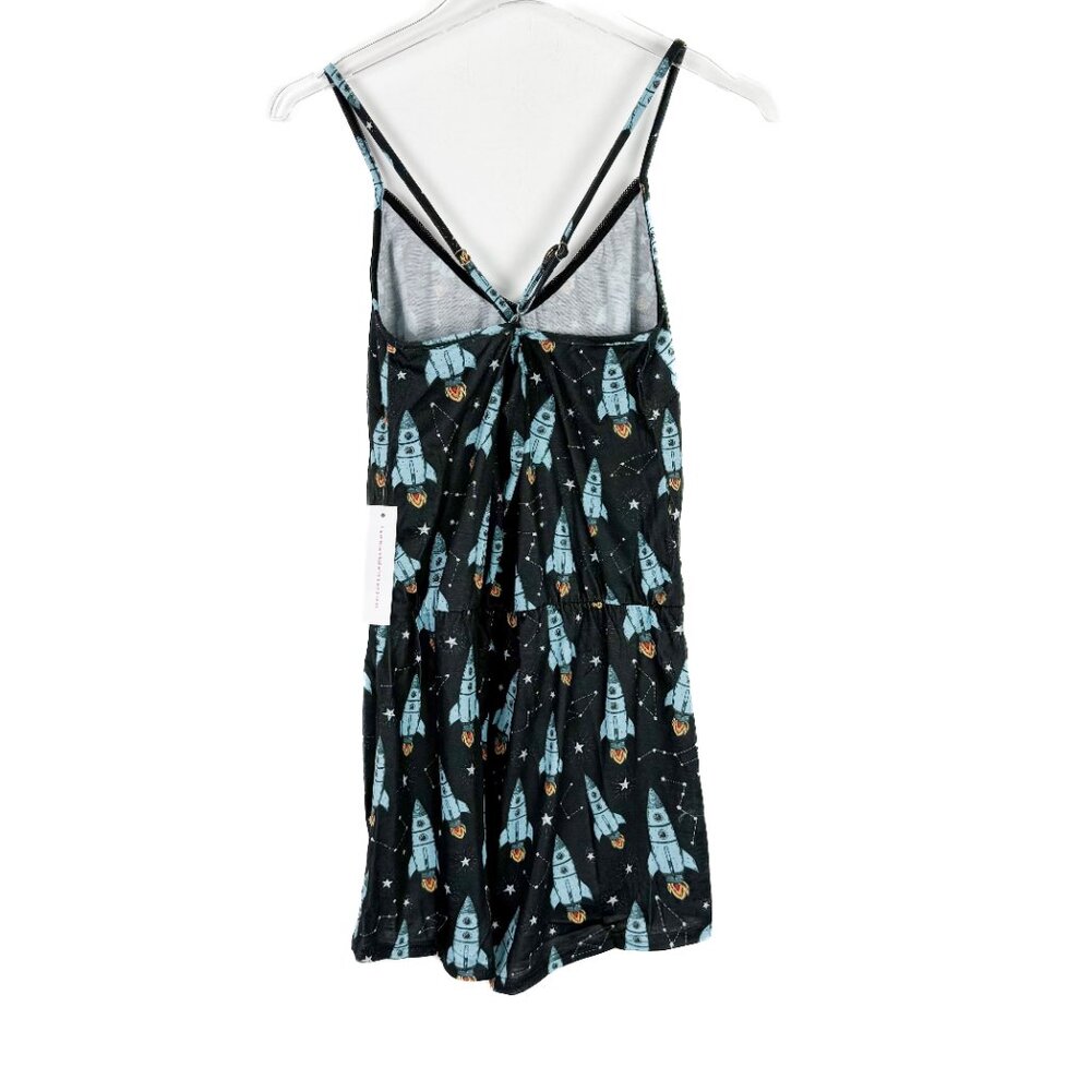 NWT Modcloth Breakfast for Dinner Easy Does It Sleep Romper Rockets Size Medium - Picture 7 of 12